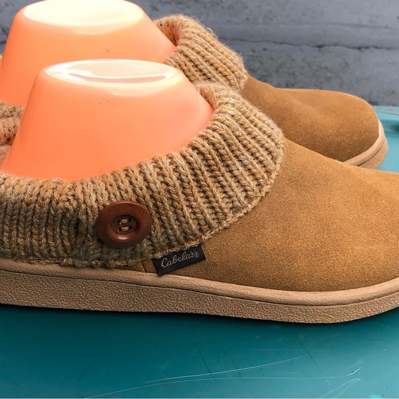 Cabela's Shoes Cabelas Womens Tan Suede Shearling Lined Low Back